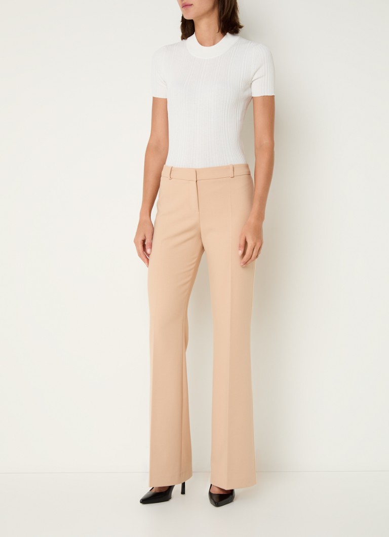 Pantaloni evazați cu talie medie HUGO BOSS Hilotinna și talie ascuțită