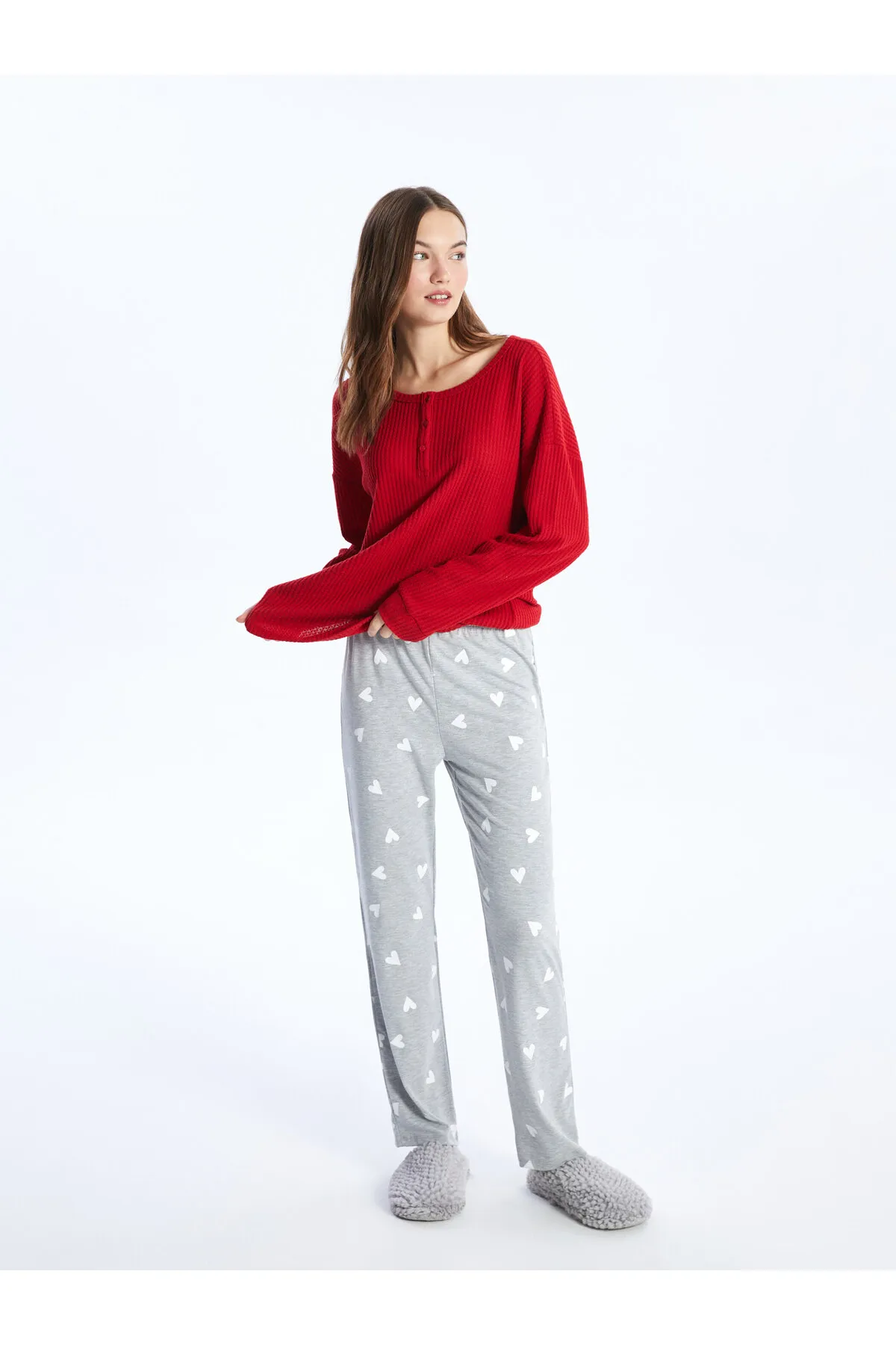 LC Waikiki  Gemusterte Damen-Pyjamahose mit elastischem Bund