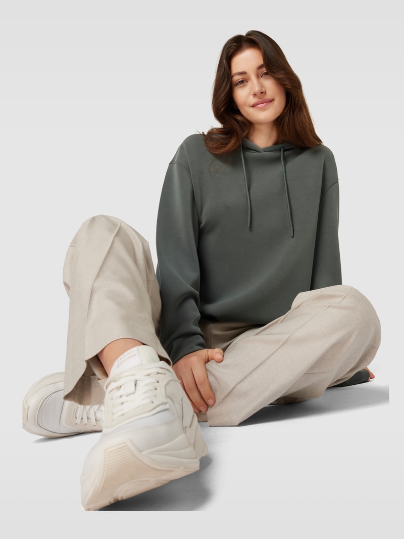 Hoodie mit Tunnelzug Modell 'Peach' in dunkelgrün