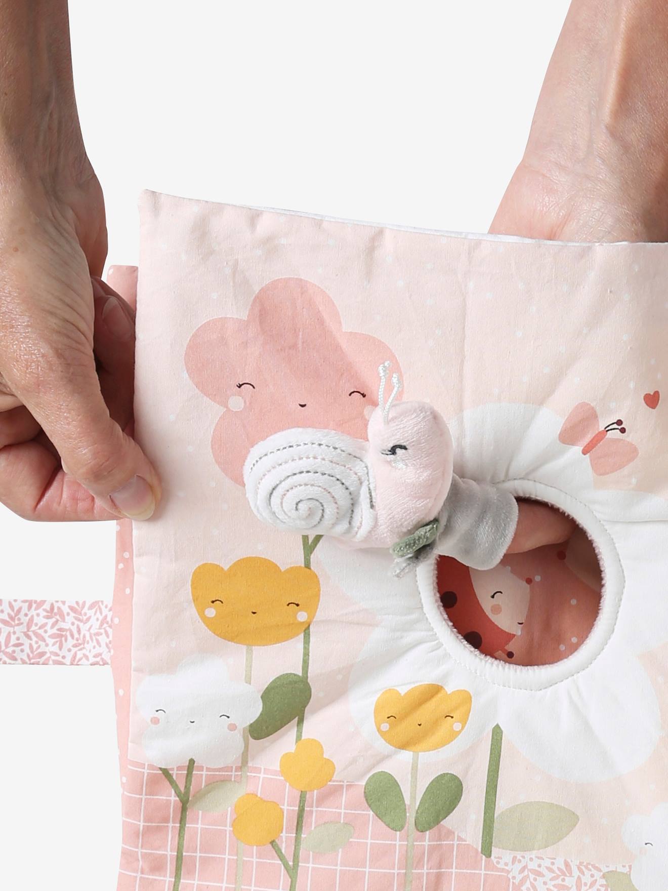 Vertbaudet Baby Stoffbuch mit Plüschtieren ROSA WELT - mehrfarbig