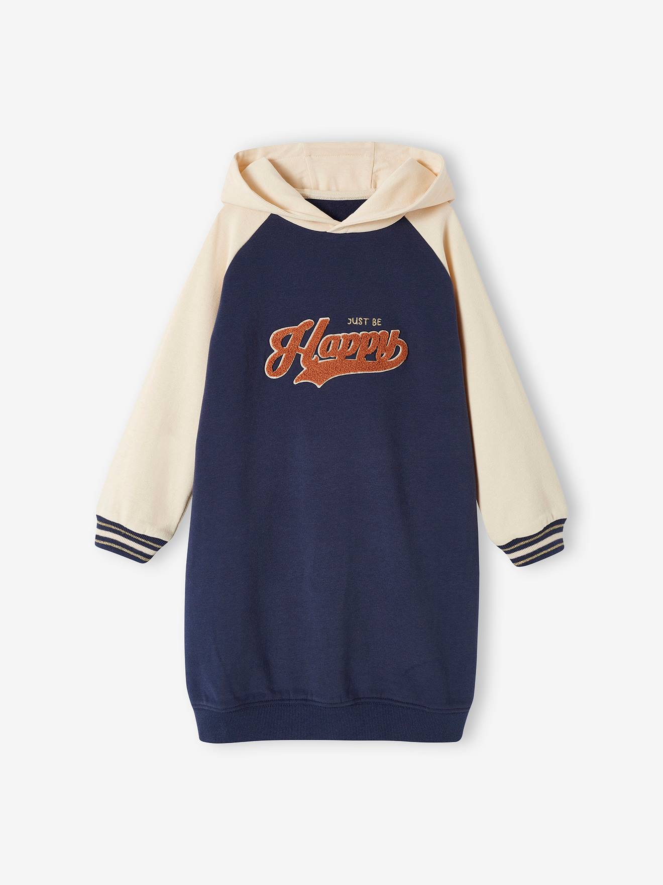 Vertbaudet Mädchen Sweatkleid mit Kapuze - nachtblau