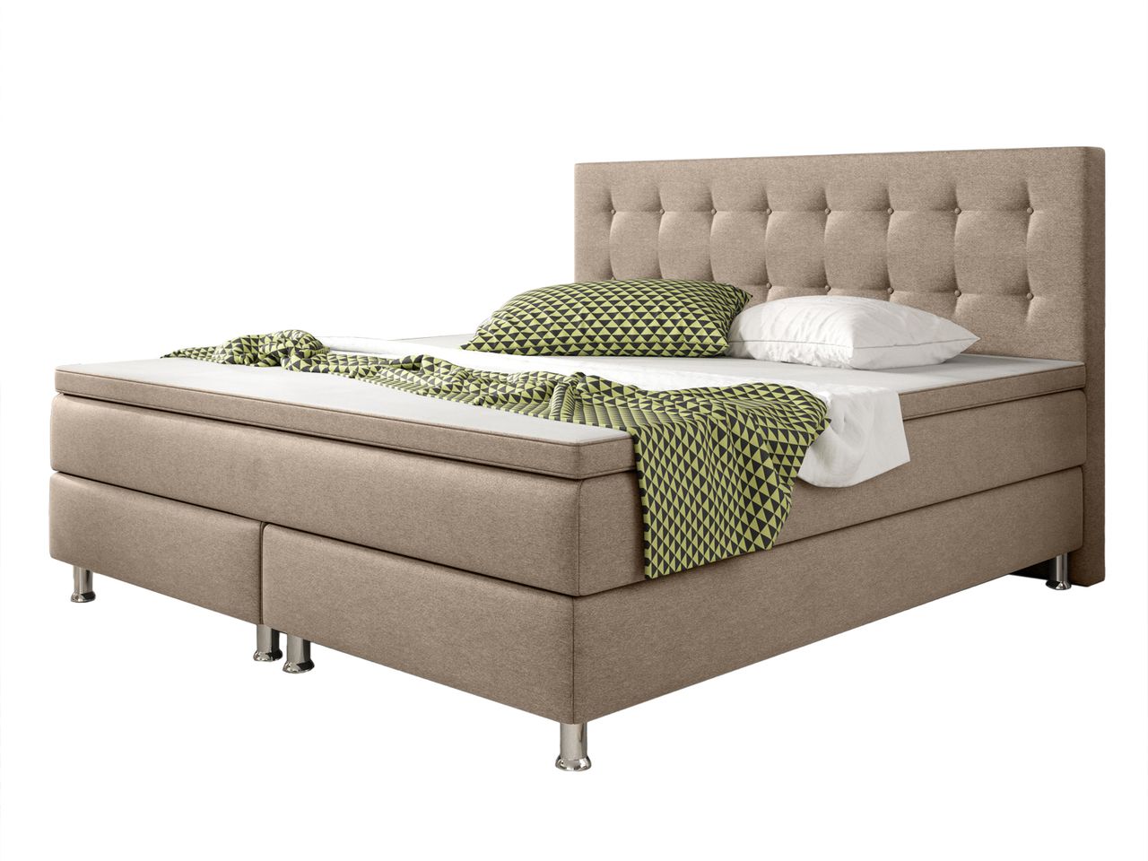 IHG Boxspringbett Köln 180x200 Webstoff Muddy