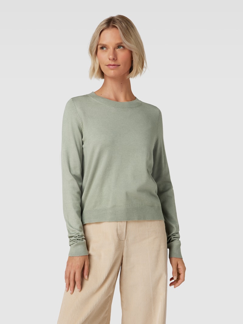 Strickpullover mit Rundhalsausschnitt in schilf