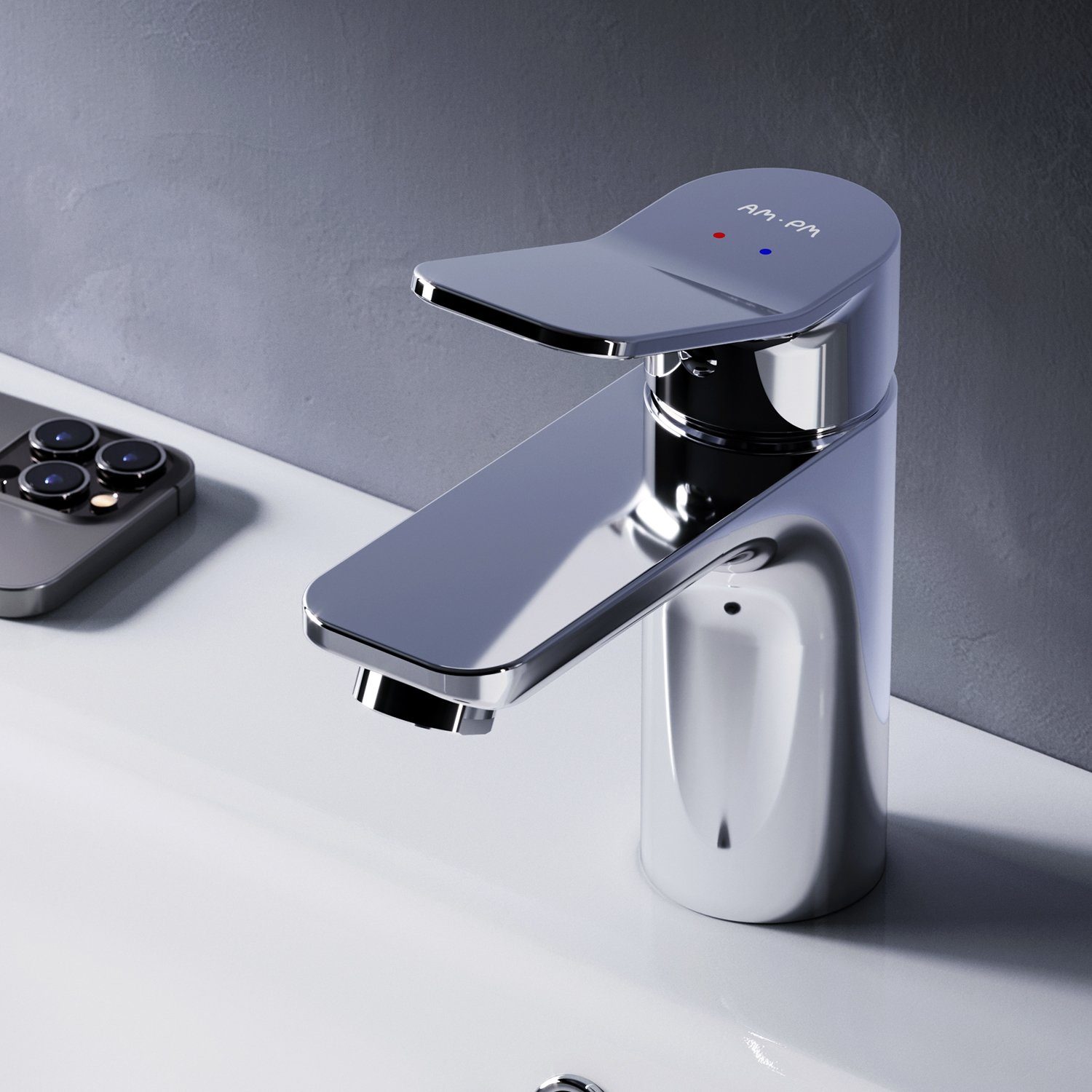 AM.PM Waschtischarmatur Waschbeckenarmatur X-Joy Waschbecken Wasserhahn Bad (Mischbatterie) geräuscharme Kartusche, Waschtisch Mischbatterie Badezimmer Badarmatur