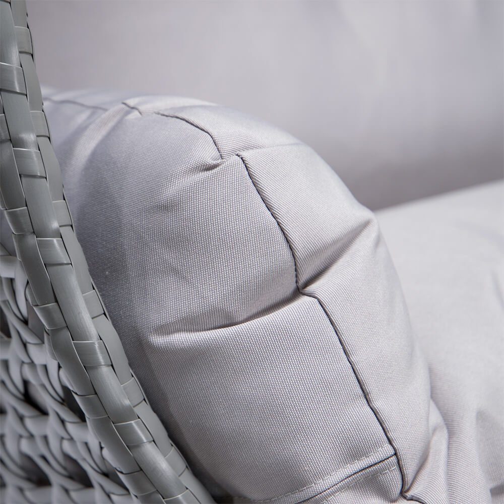 HOME DELUXE Hängesessel Polyrattan Hängesessel TWIN - inkl. Regenabdeckung (Set, 5-St., Arm, Fuß, Korb, Kissen, Kette, Karabinerhaken und Regenabdeckung), gefederte Aufhängung