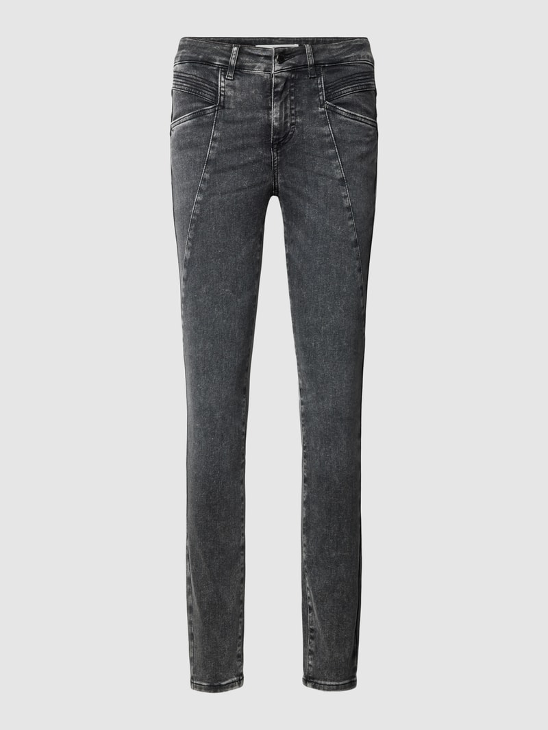 Skinny Fit Jeans im Used-Look Modell 'ANA' in dunkelgrau