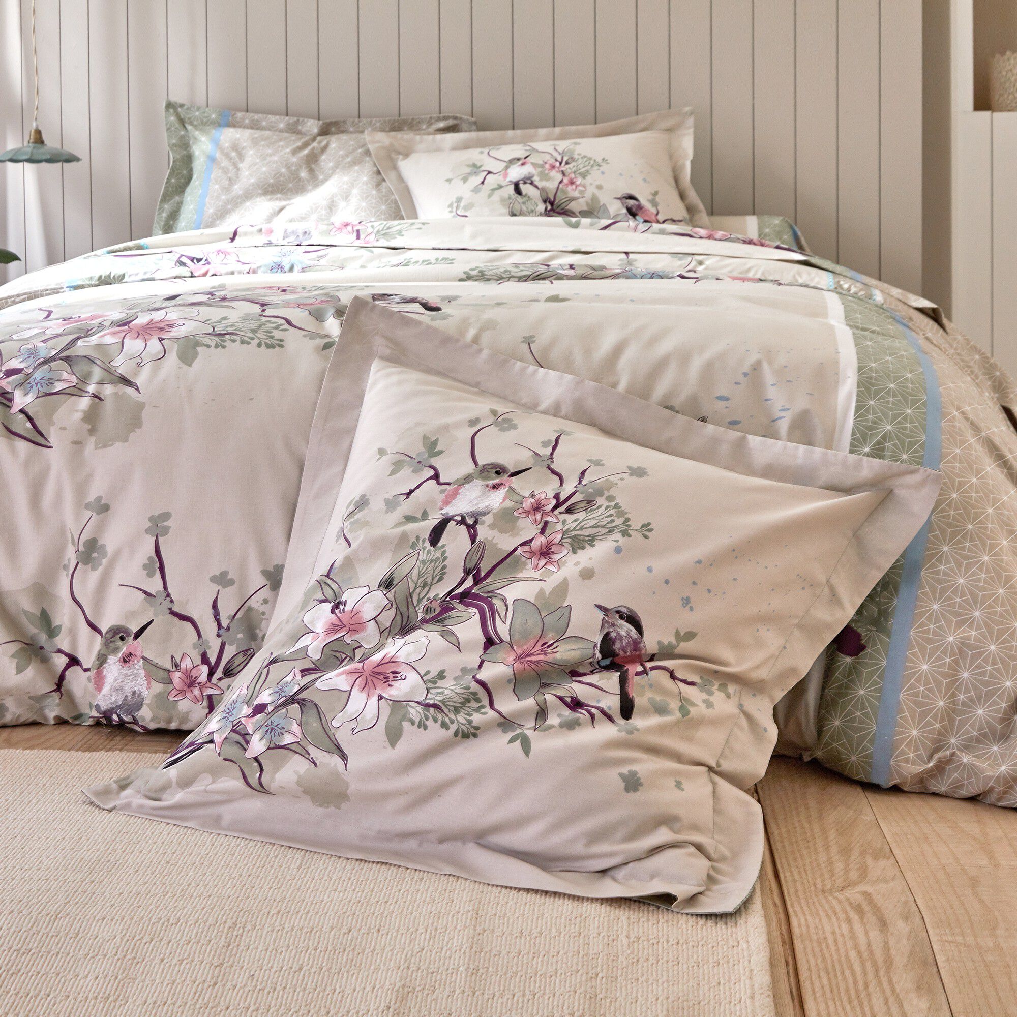 Linge de lit Birdy en coton imprimé oiseaux
