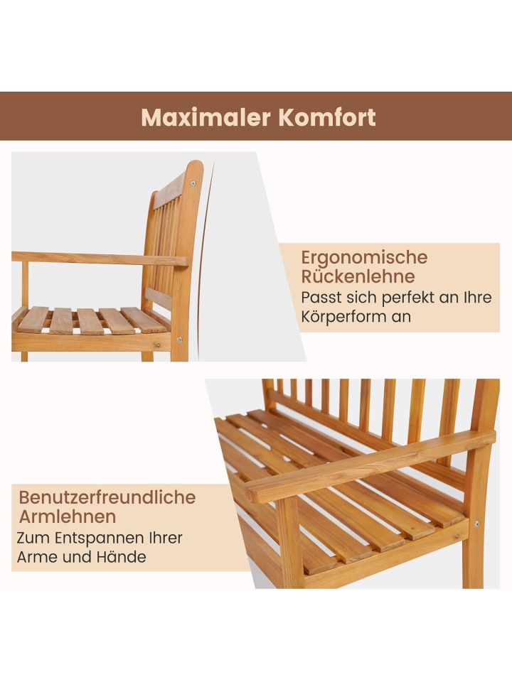 COSTWAY Gartenbank 2 Sitzer in Hellbraun günstig kaufen onesize