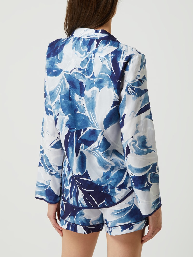 Pyjama-Oberteil aus Baumwoll-Modal-Mix Modell 'Ellie' in marineblau