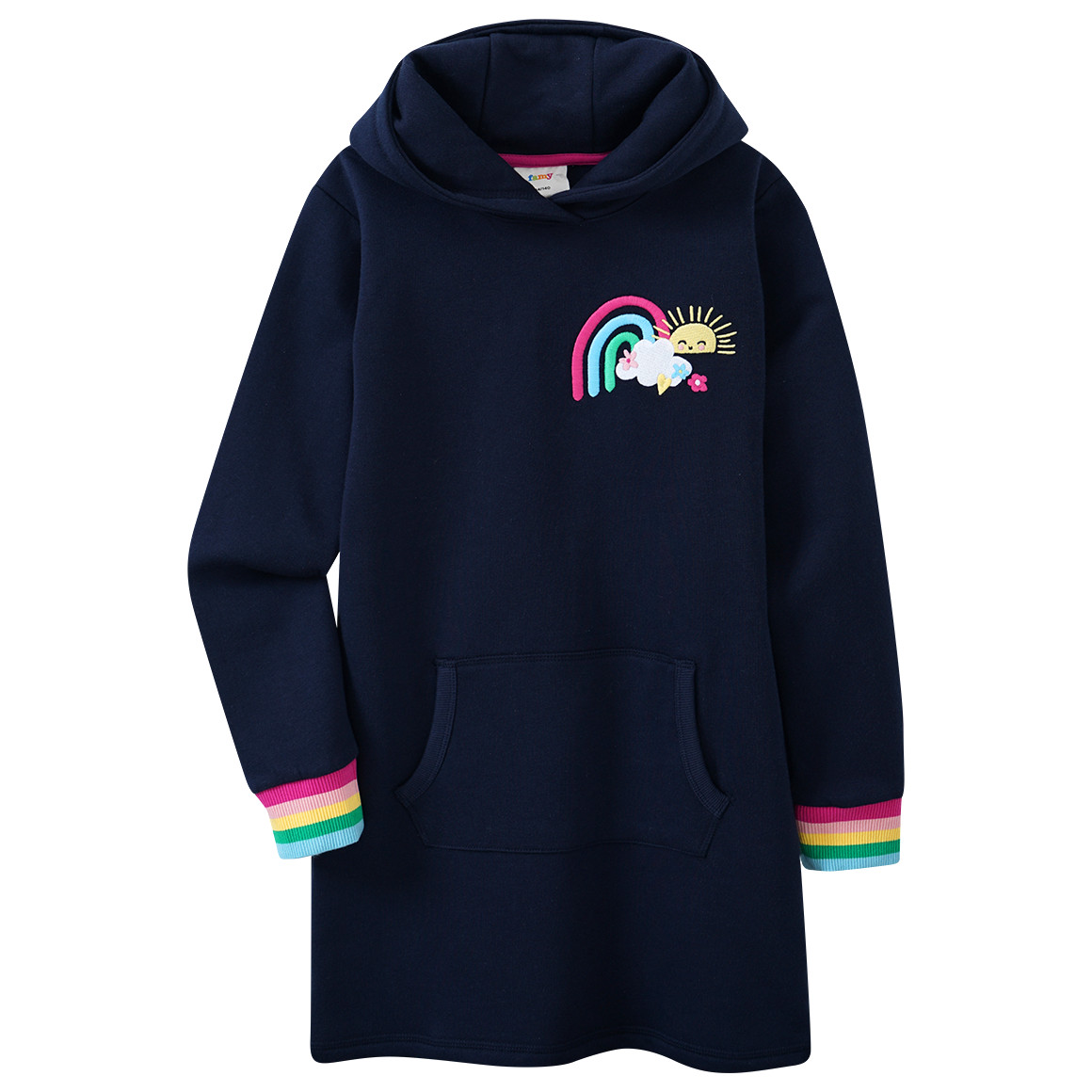 Mädchen Sweatkleid mit Regenbogen-Stickerei