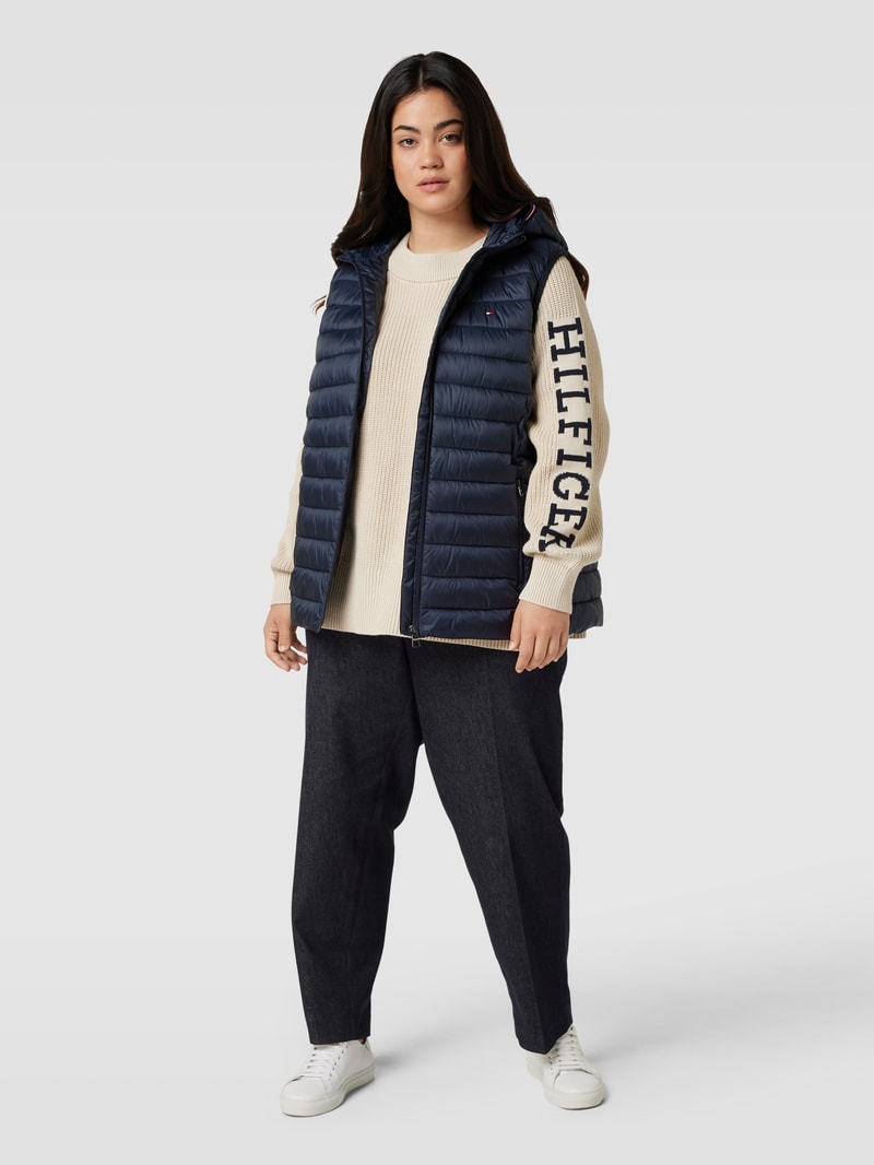 Steppweste mit Label-Stitching in marineblau