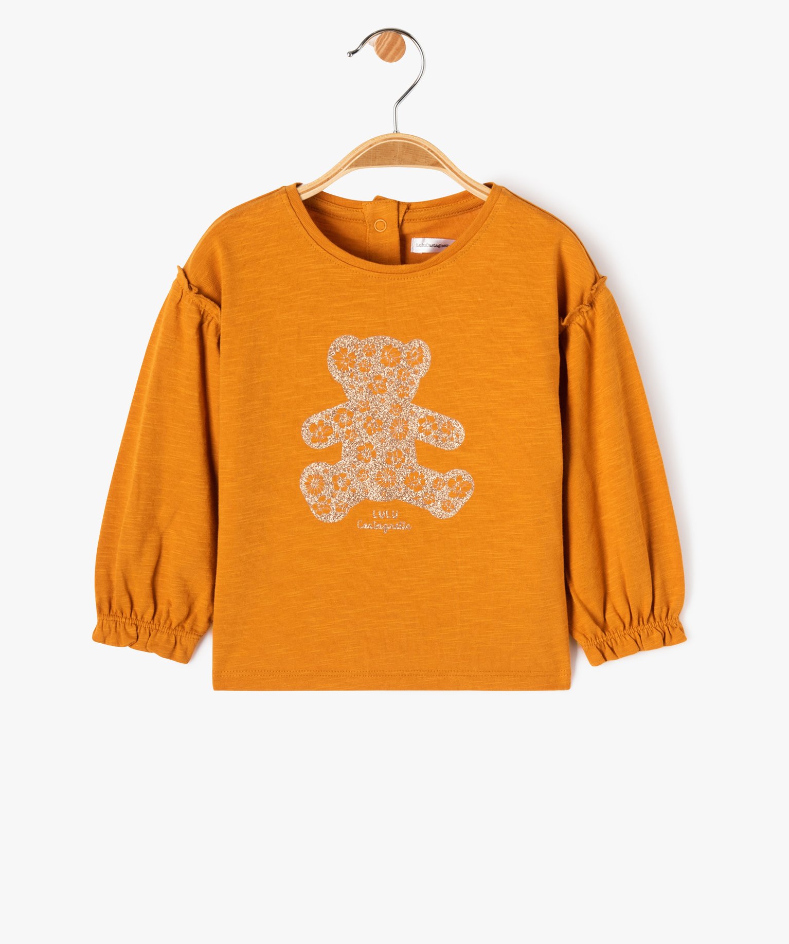 Tee-shirt bébé fille à manches longues fantaisie et brode... jaune | GEMO