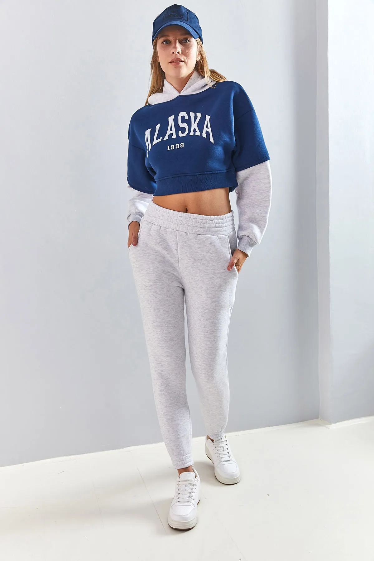 Bianco Lucci  Damen-Set mit Kapuze und 3-fädigem, bedrucktem Unterteil