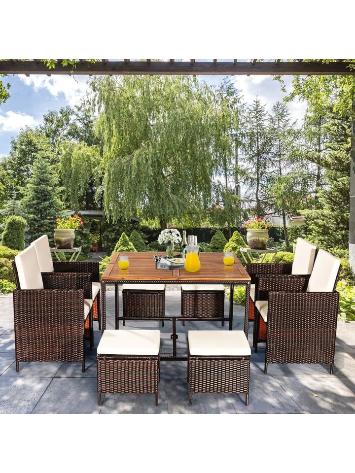 COSTWAY 9 tlg. Polyrattan Set Rattanmöbel in Beige günstig kaufen onesize
