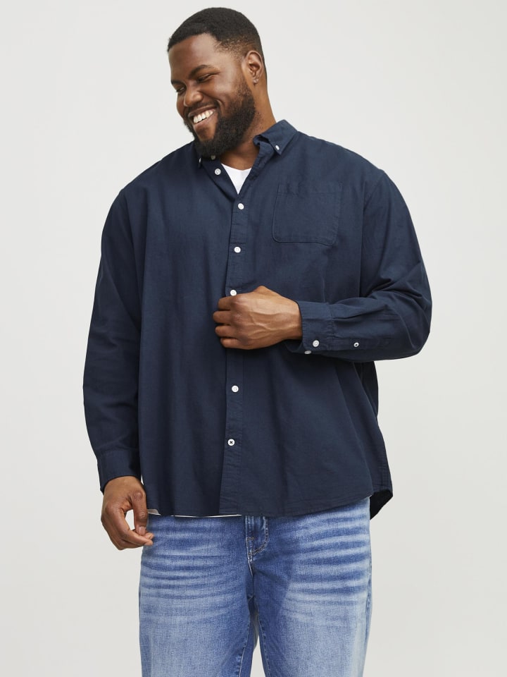 JACK & JONES PLUS Freizeithemd in Navy Blazer günstig kaufen