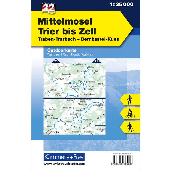 MITTELMOSEL - TRIER BIS ZELL 1 : 35.000 OUTDOORKARTE 22 - Wanderkarte