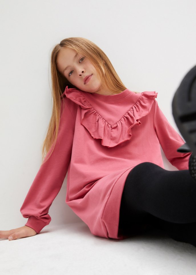 Mädchen Jerseykleid mit Volants