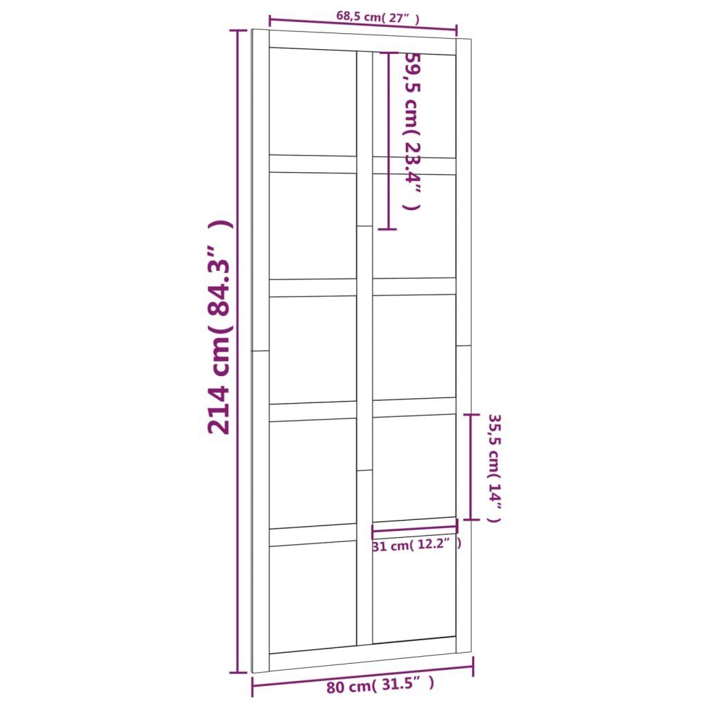 vidaXL Schiebetür Scheunentür 80x1,8x214 cm Massivholz Kiefer (1-St)