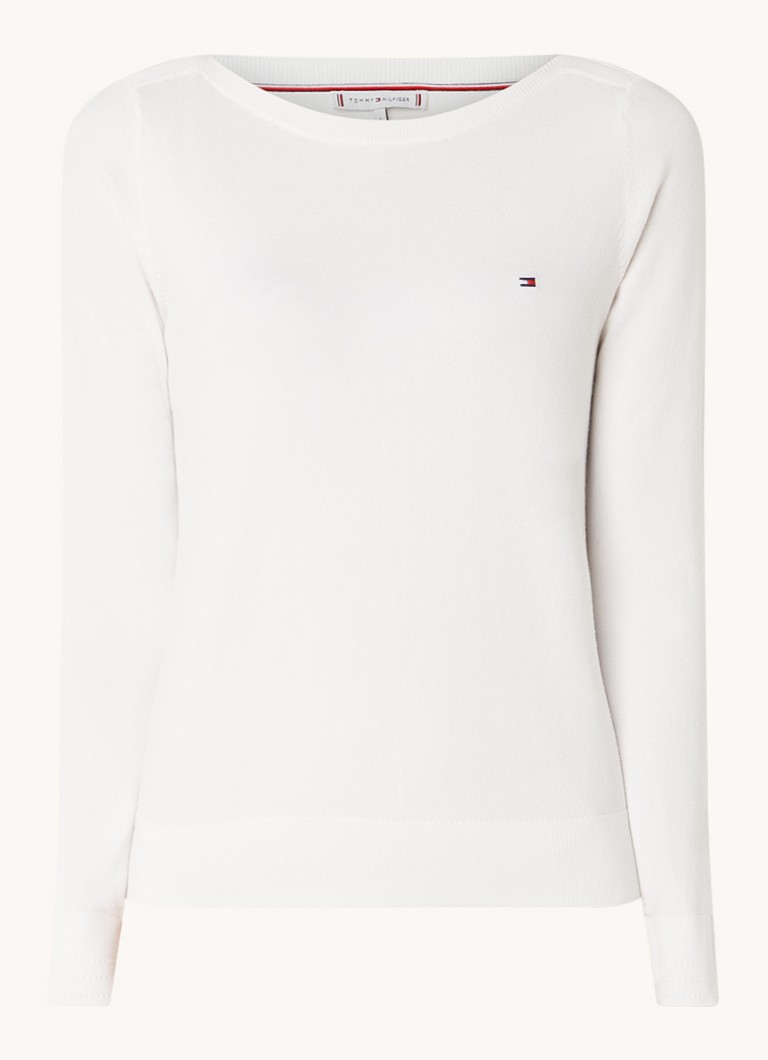 Pulover Tommy Hilfiger tricotat fin cu logo brodat.