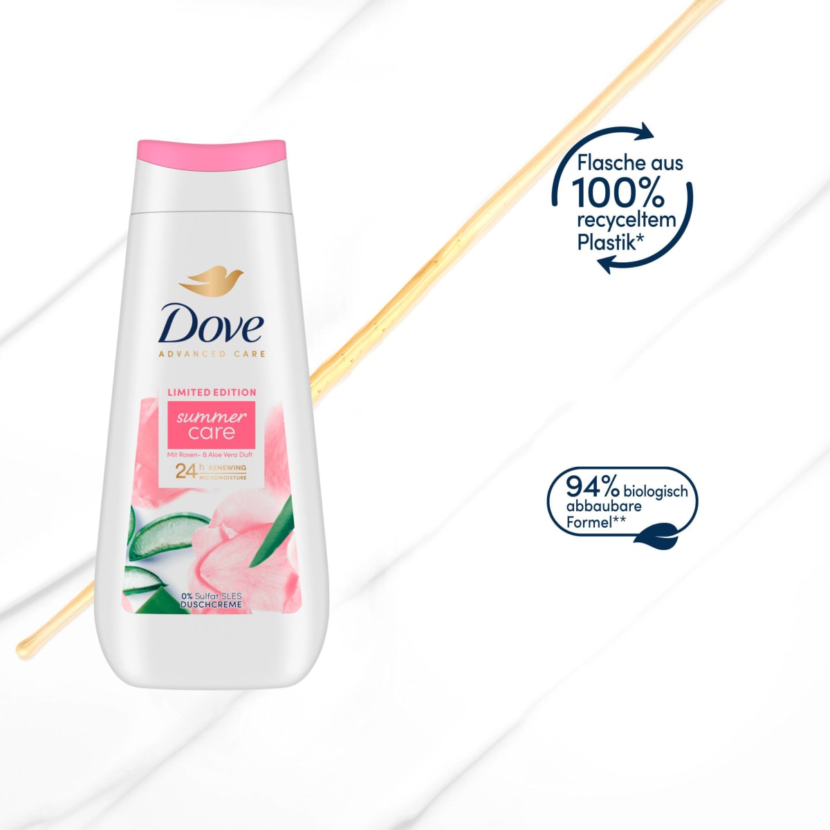 Duschcreme Advanced Care summer care mit Rosen- & Aloe Vera Duft, 225 ml