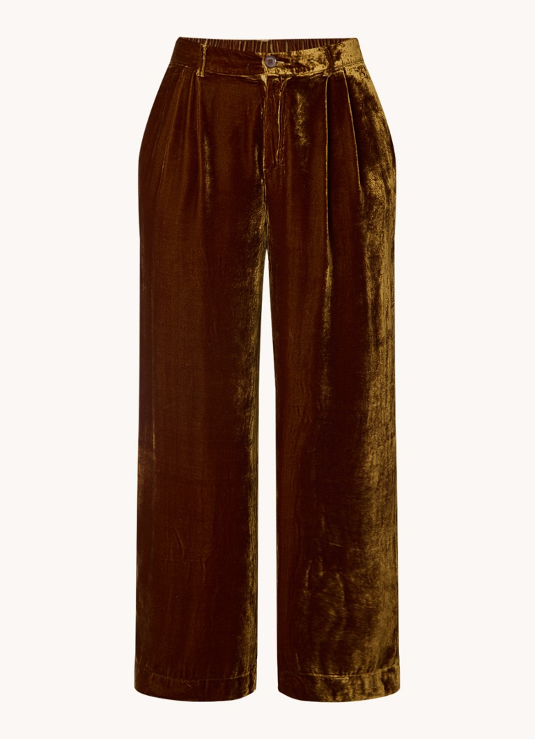 Bella Dahl high-waist wide-fit velvet trousers with pleat detail