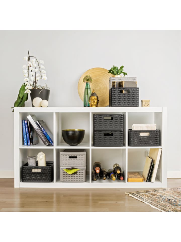 Rotho Country 3er-Set Aufbewahrungsbox 14l in Rattan-Optik in Anthrazit günstig kaufen onesize
