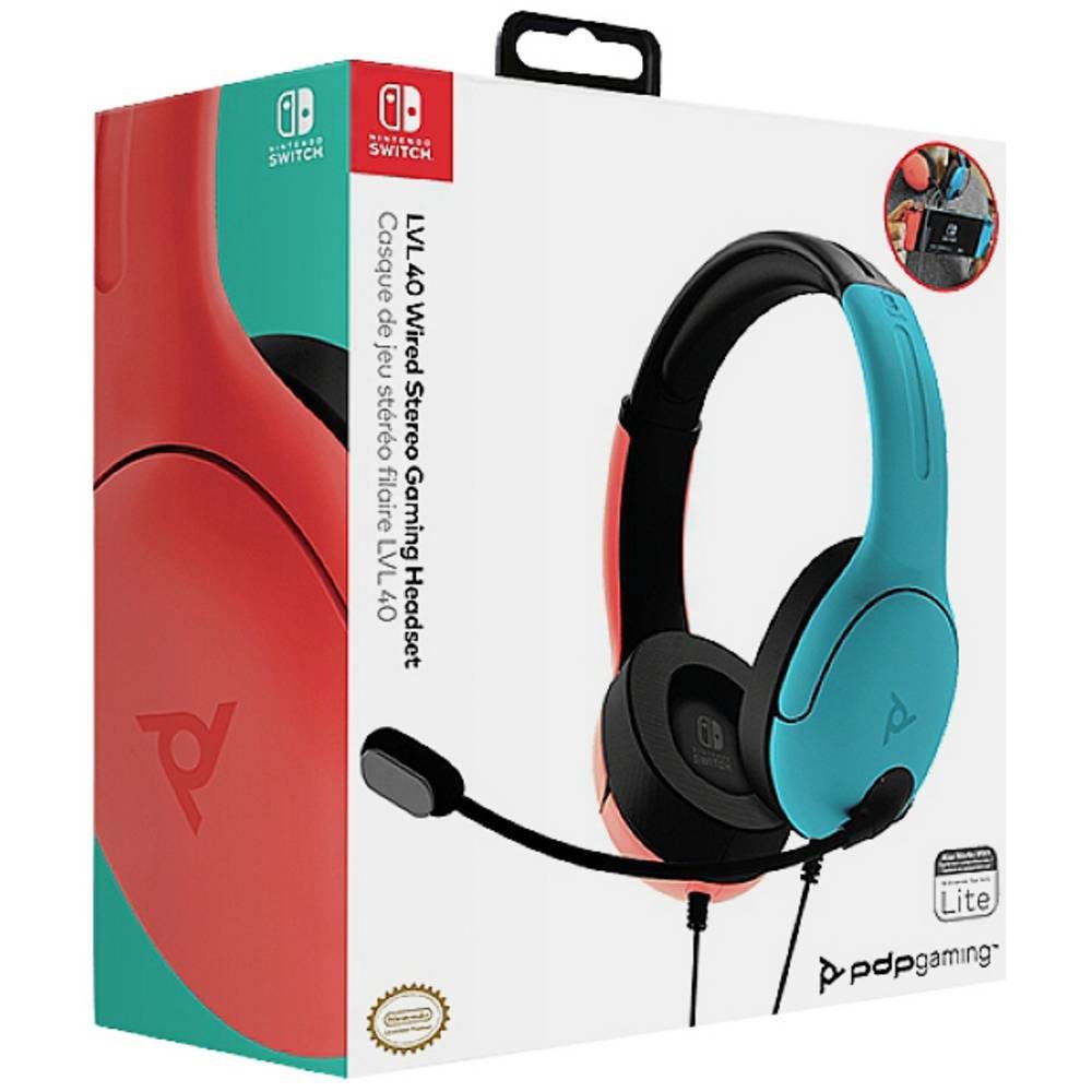 pdp Headset Stereo LVL40 / für Nintendo Switch Kopfhörer (Mikrofon-Stummschaltung)