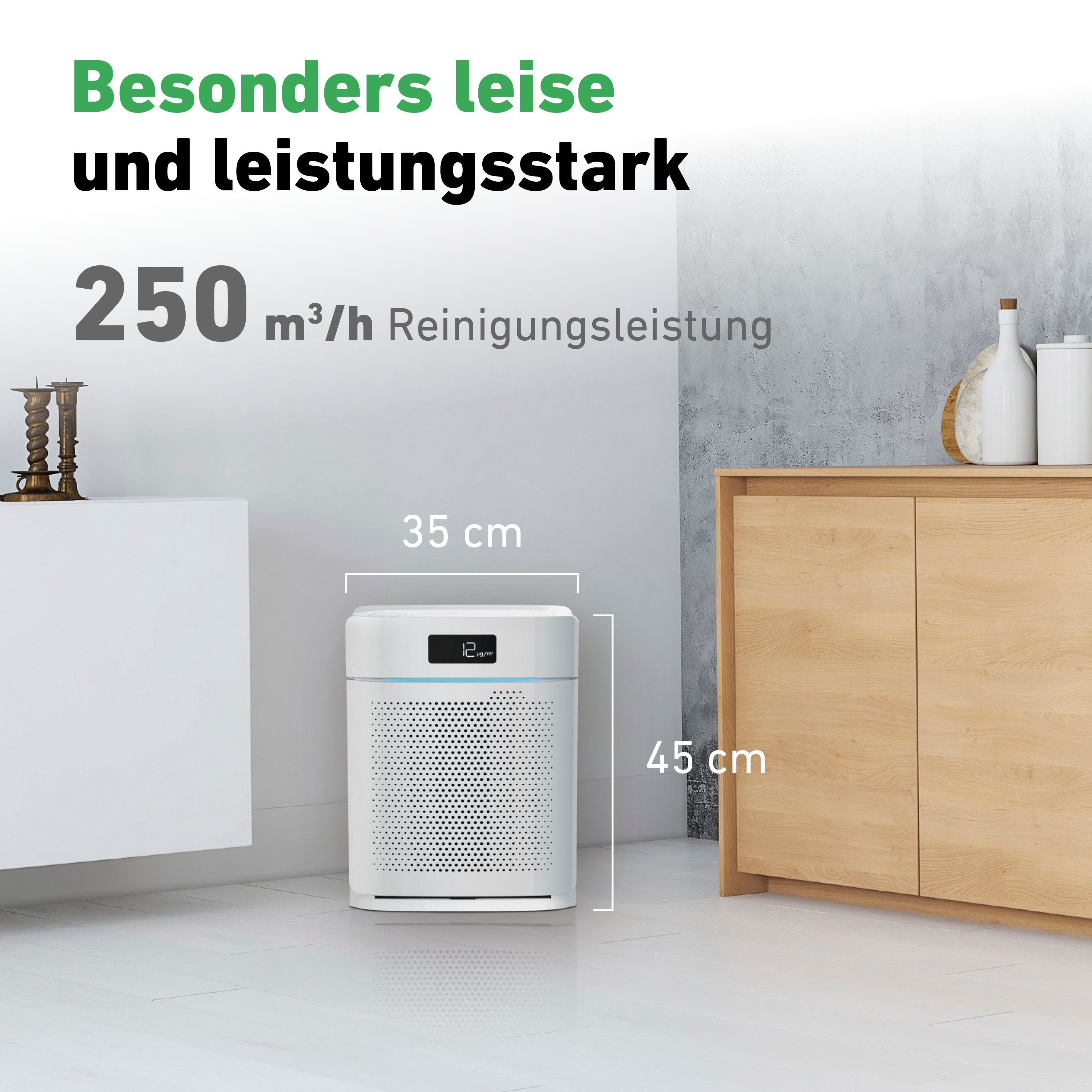 IDEAL Luftreiniger AP25, für 35 m² Räume, Made in Germany, HEPA-/Aktivkohlefilter, 99,99% Filterleistung
