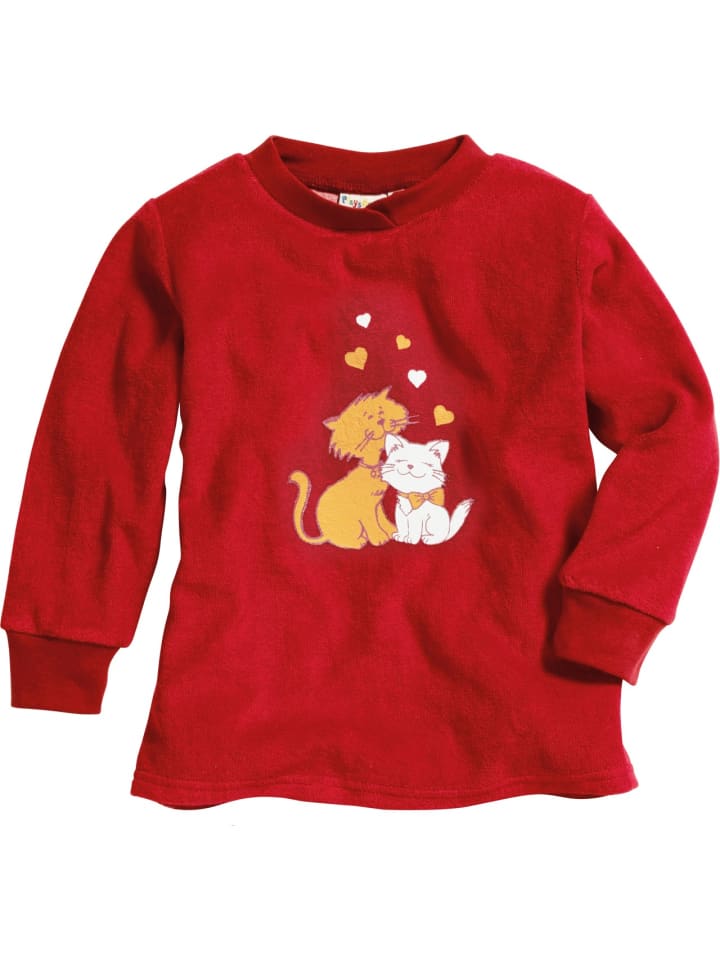 Playshoes Schlafanzug Frottee Katzen in Rot günstig kaufen