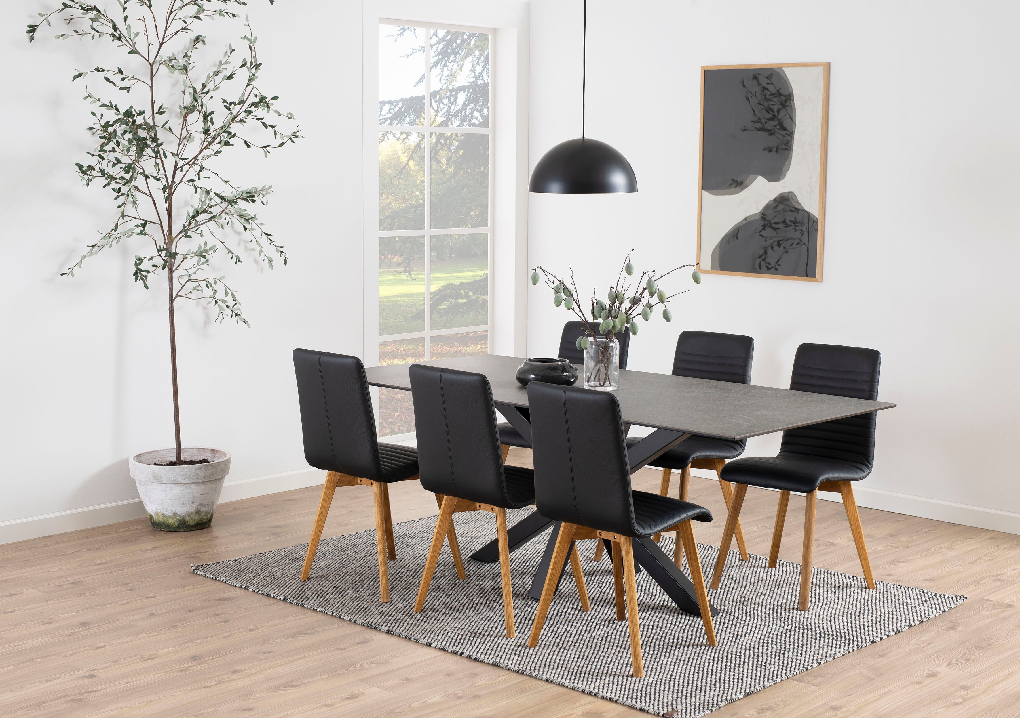 ACTONA GROUP Esstisch Hanna, mit einer schwarzen Keramik-Optik Tischplatte, Breite 200 cm