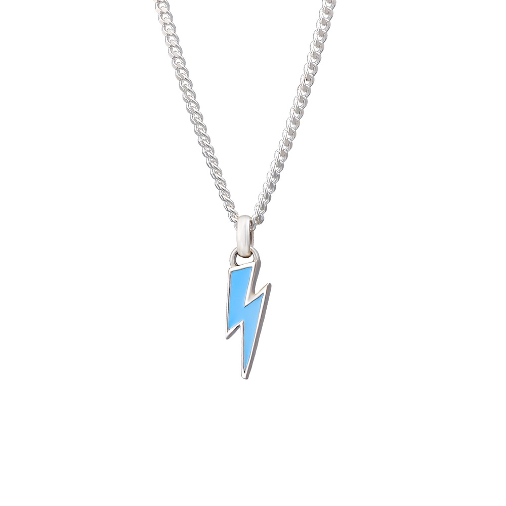 KUZZOI KUZZOI Collier Hommes Pendentif foudre Basique avec émail en Argent Sterling 925 collier