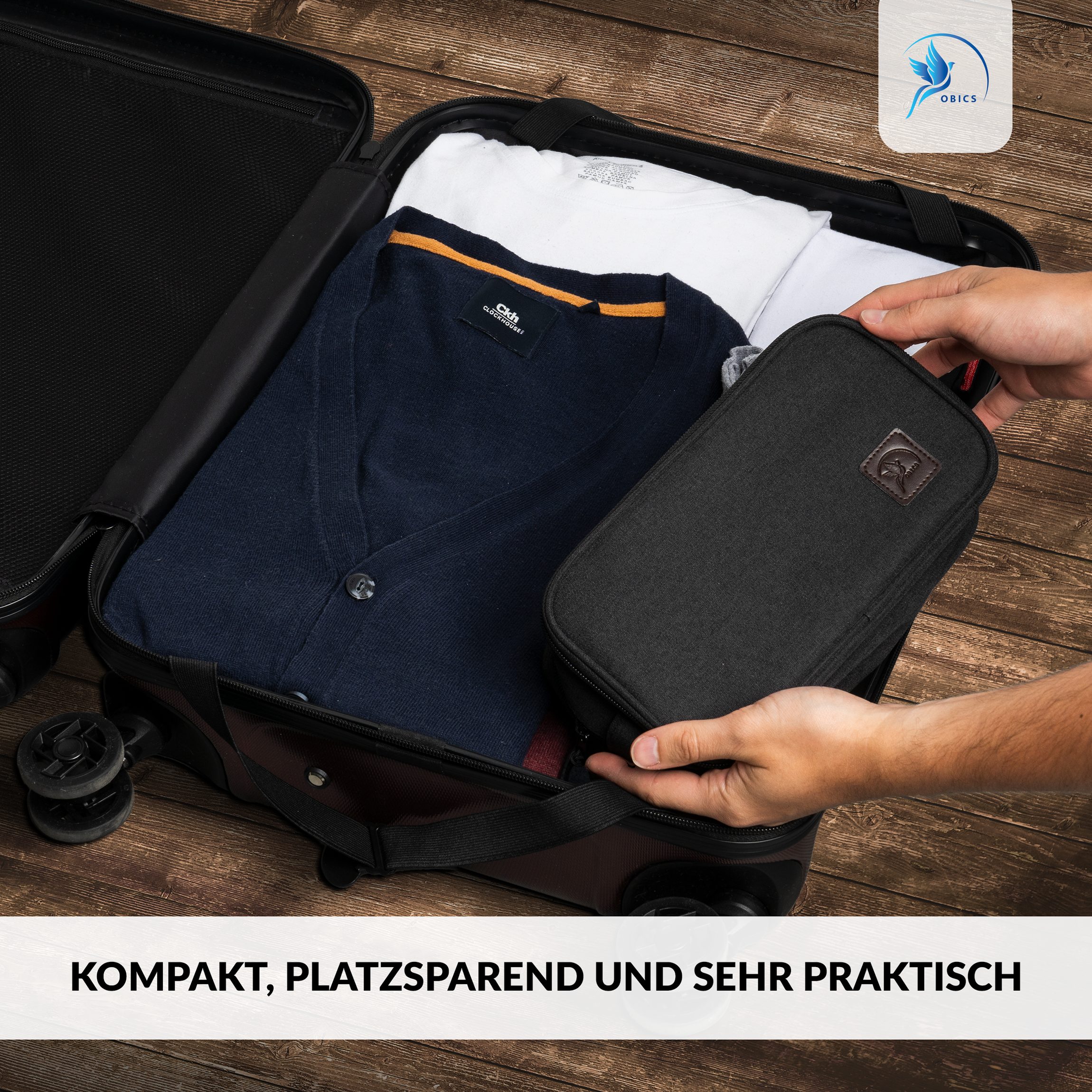 Obics Kulturbeutel, kleine Kosmetik-Tasche für die Reise und Unterwegs