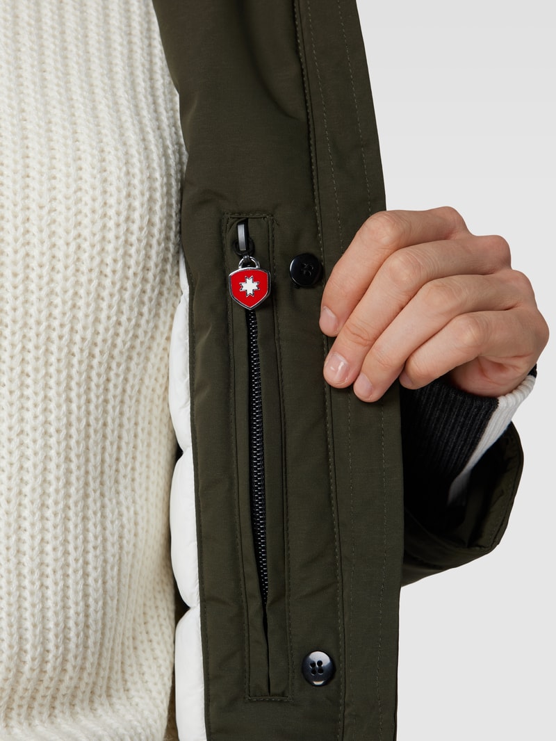 Funktionsjacke mit Kunstfellbesatz Modell 'ENTERPRISE' in olivgrün