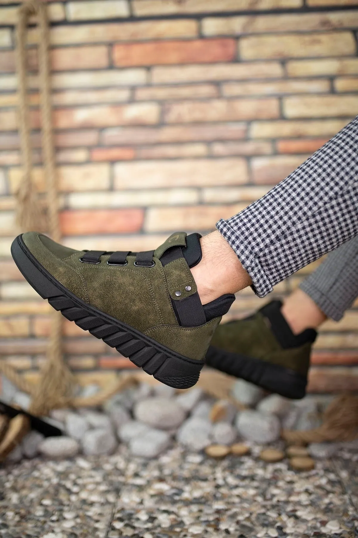 Riccon  Khakifarbene Unisex-Sneakerstiefel 0012383