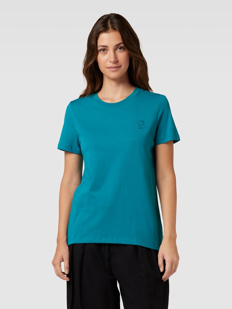 T-Shirt mit Label-Print in petrol