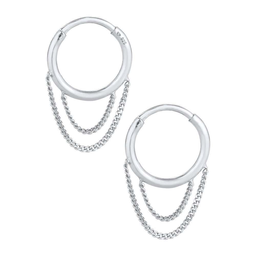 Elli Elli Boucles d'Oreilles Dames Creoles Curb Chain Trend Blogger en argent sterling Boucles d'oreilles