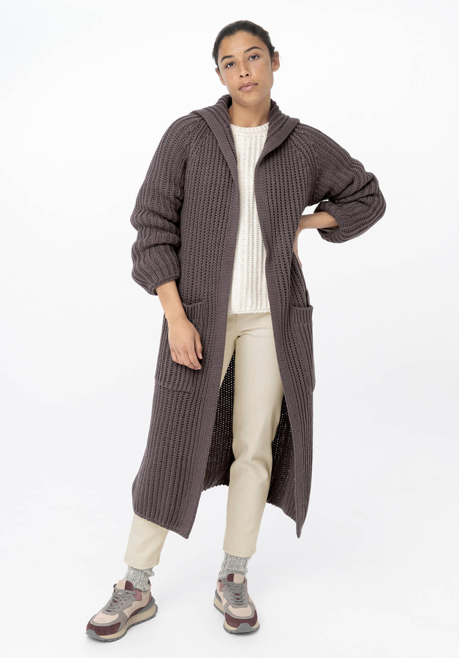 Raglan-Pullover aus Bio-Baumwolle und Bio-Merinowolle
