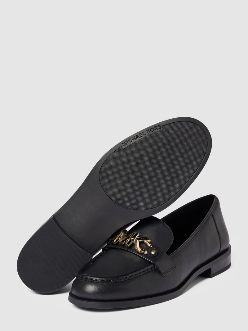 Penny-Loafer mit Label-Applikation Modell 'TIEGAN' in schwarz