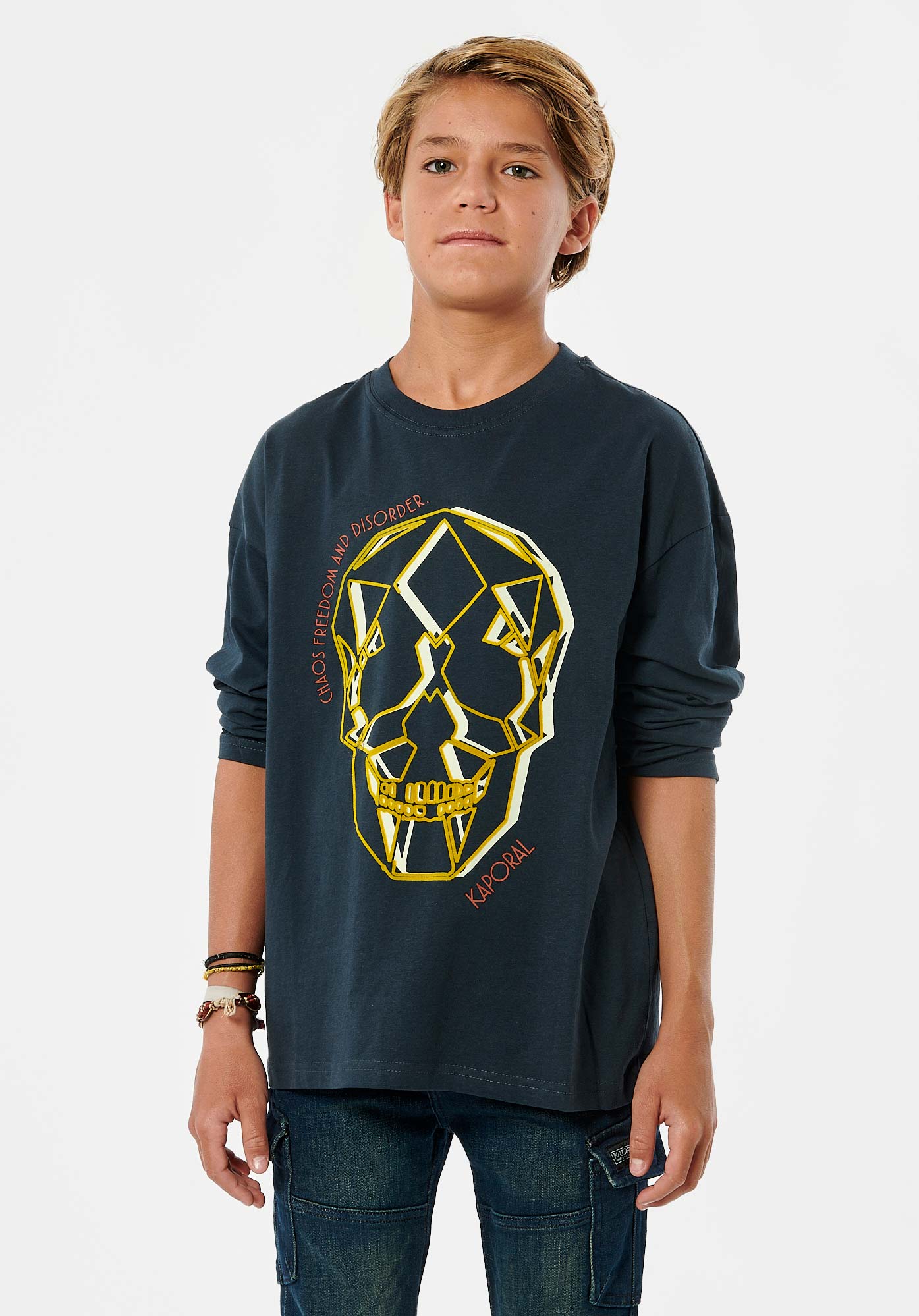 ELPIN  T-shirt bleu marine garçon 100% coton