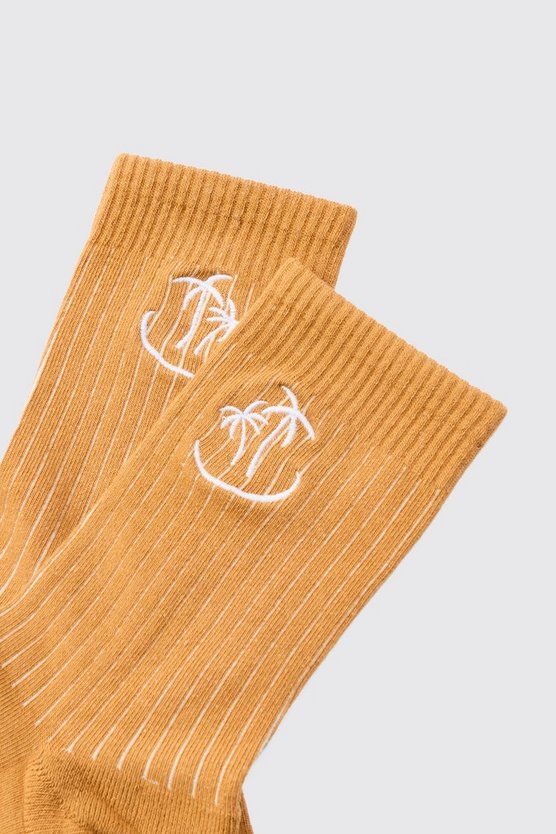 Socken mit Palmen-Stickerei