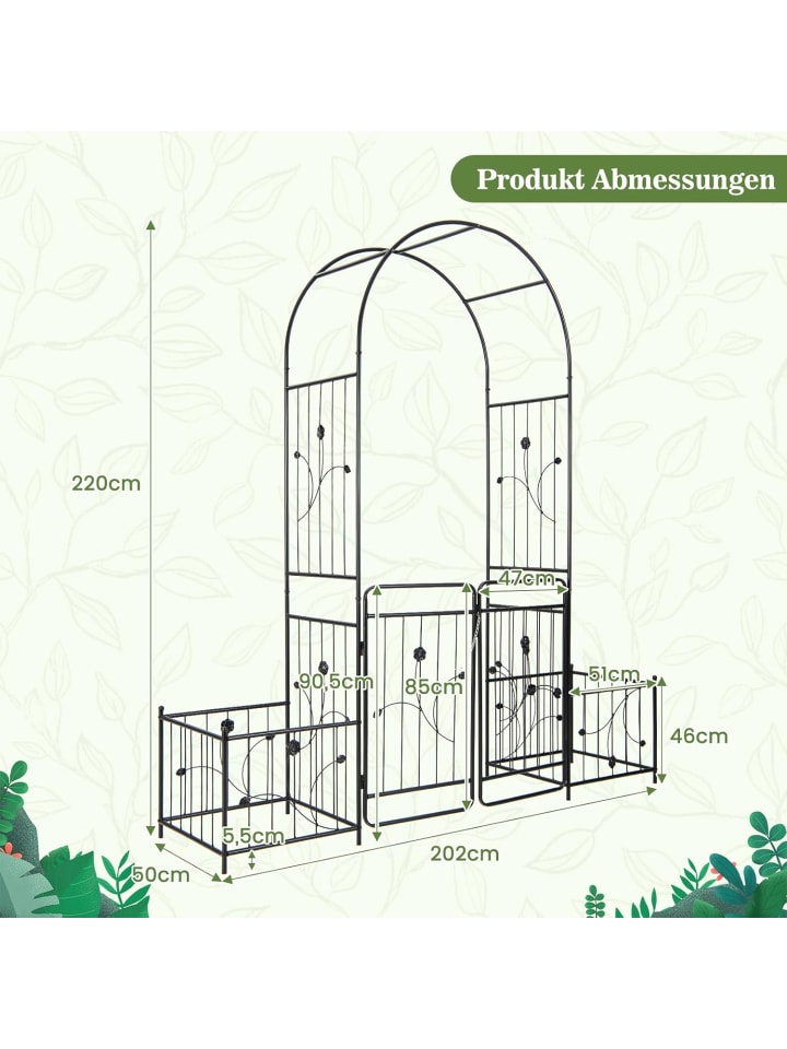 COSTWAY Rosenbogen mit Tür 202x50x220cm in Schwarz günstig kaufen onesize