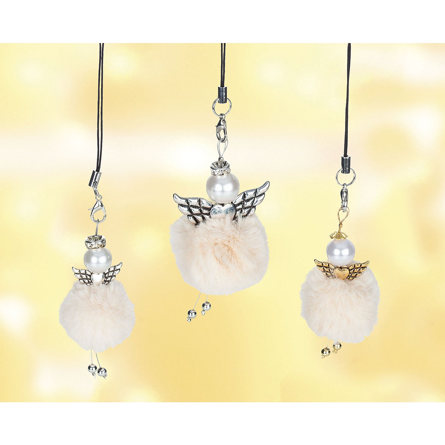 Pompons, creme, 3–4 cm Ø, 6 Stück