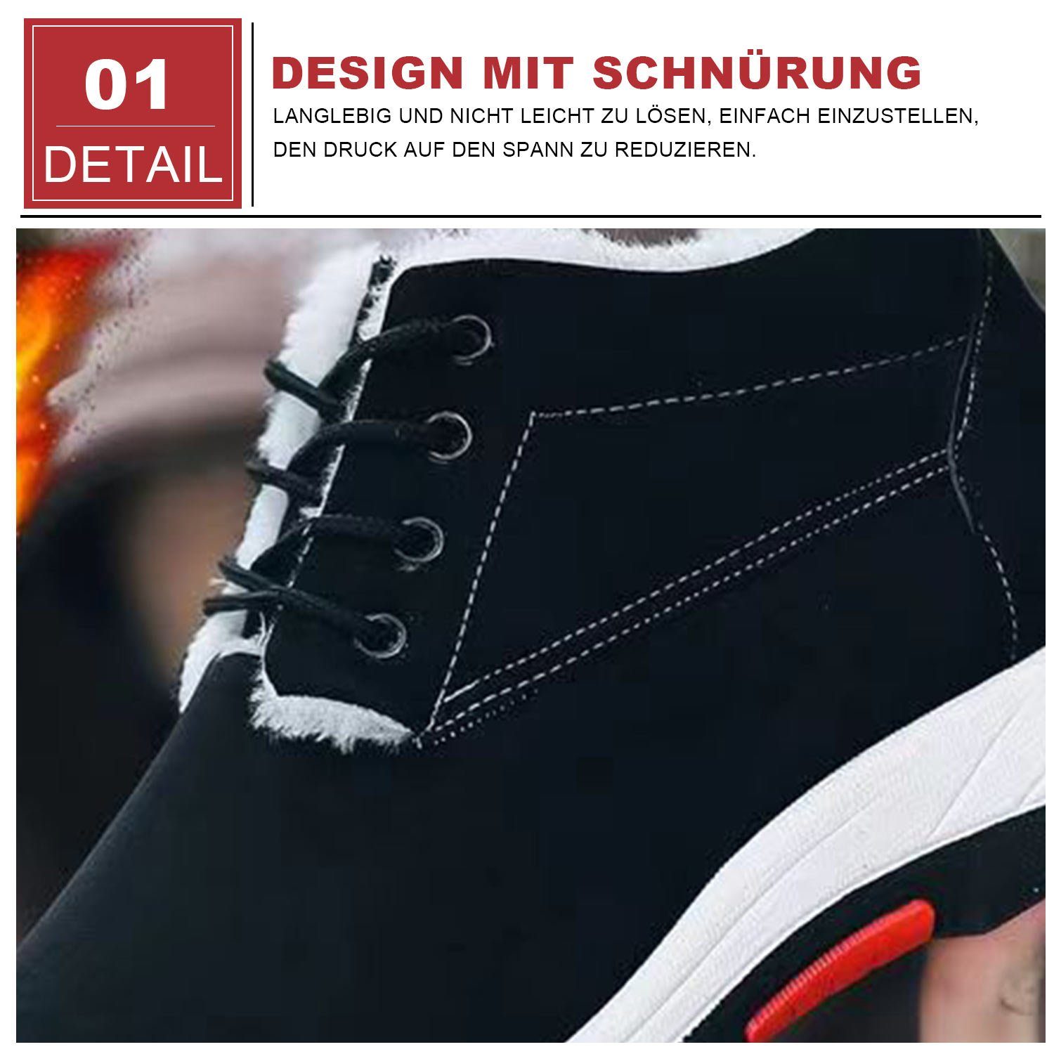Daisred Winterschuhe Herren Warm Gefüttert Baumwollschuhe Winter Winterboots
