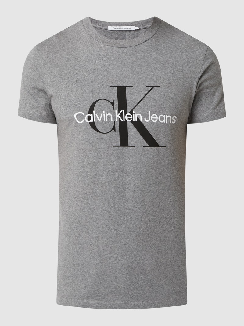 T-Shirt mit Logo in hellgrau melange