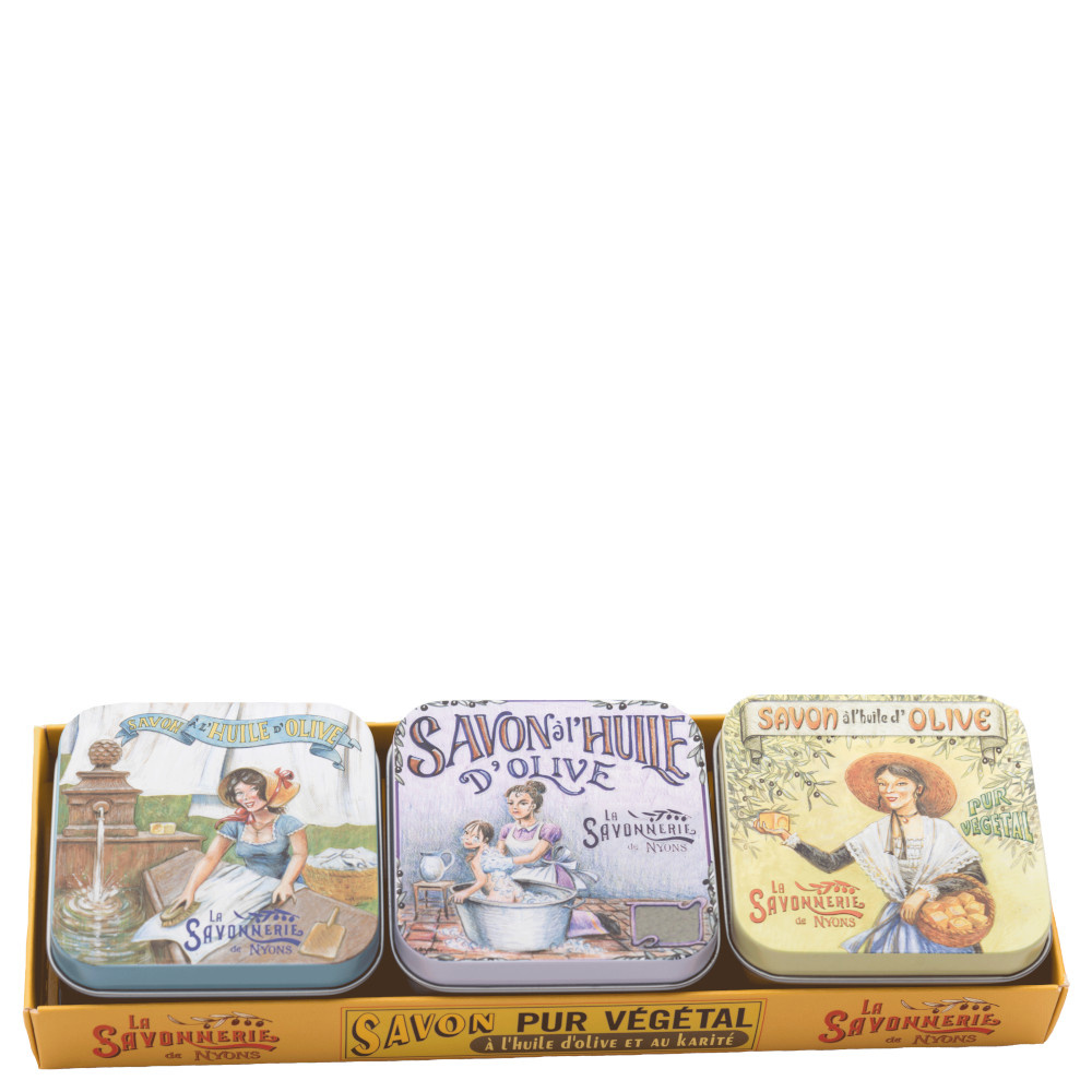 La savonnerie de nyons Lot de 3 Boîtes à Savon Rose 100g Ménagère Savon