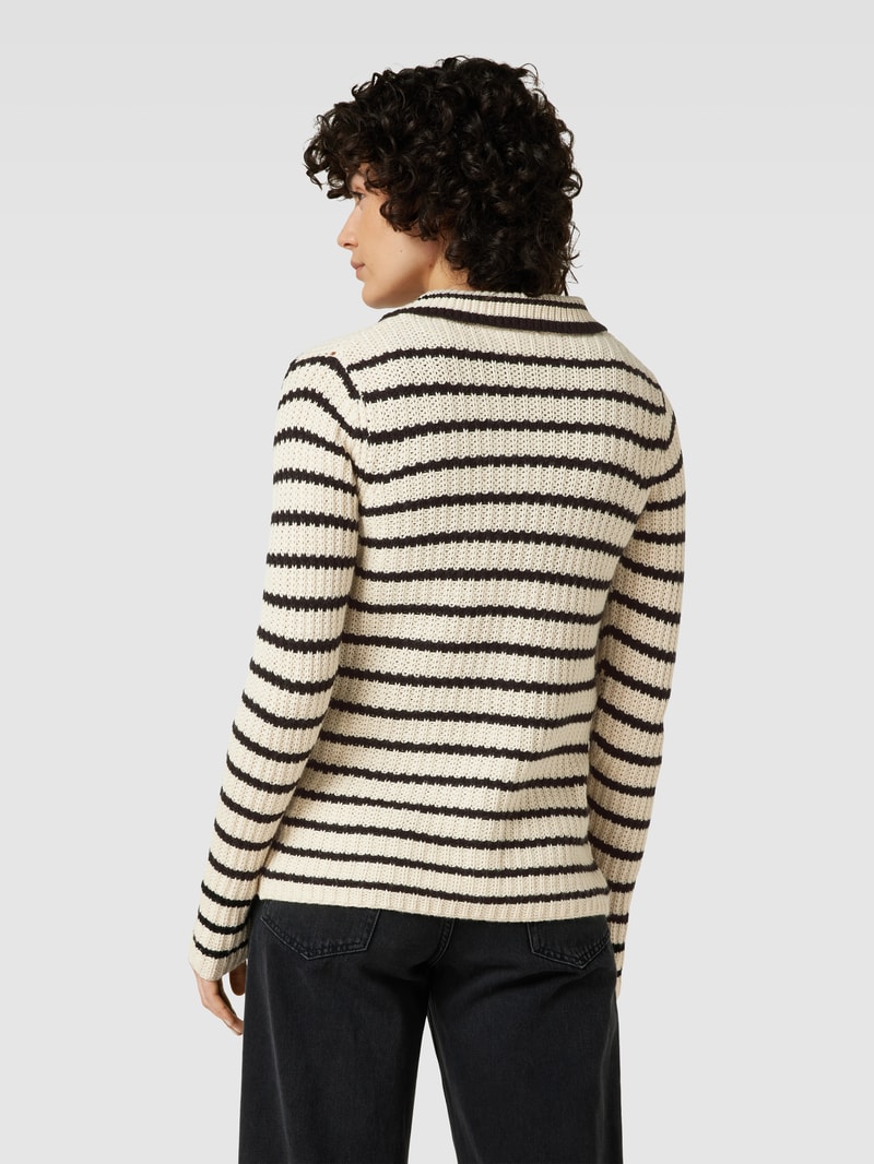 Strickcardigan mit Streifenmuster Modell 'Remone' in offwhite
