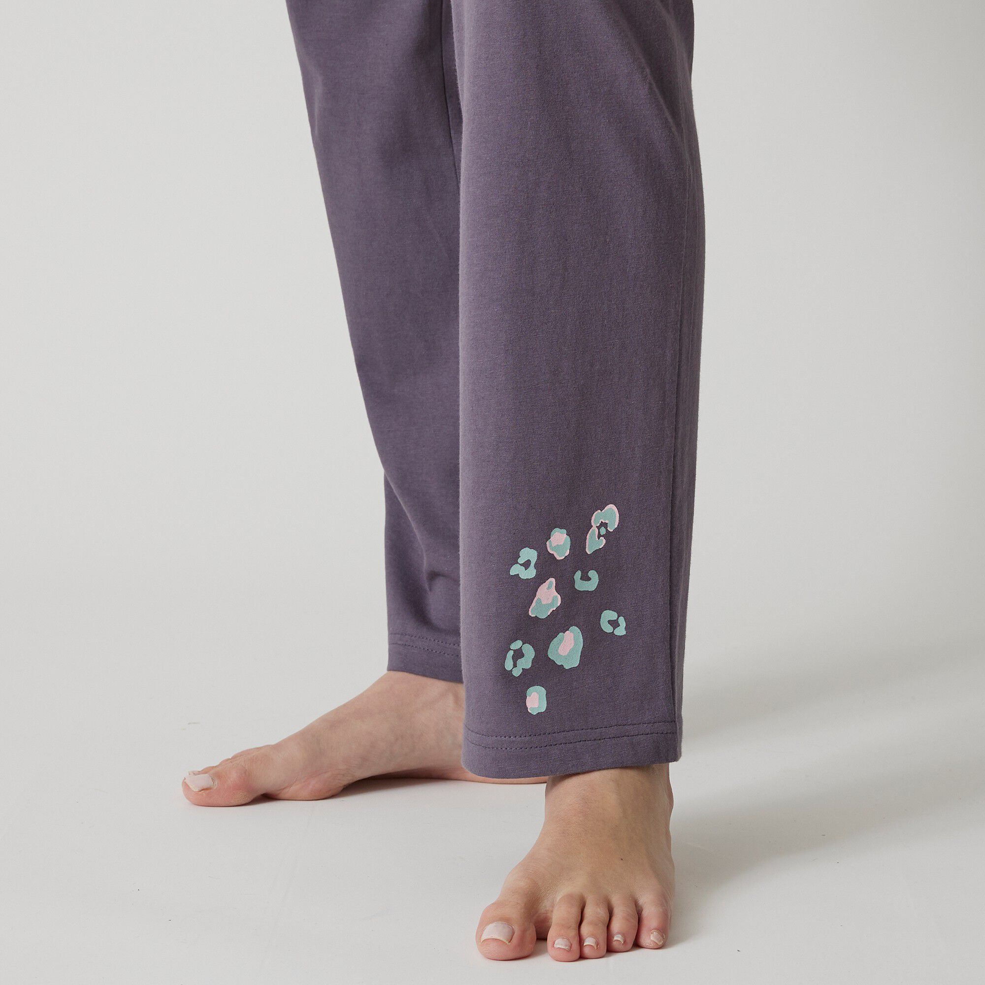 Pantalon pyjama coton Beautiful uni imprimé placé