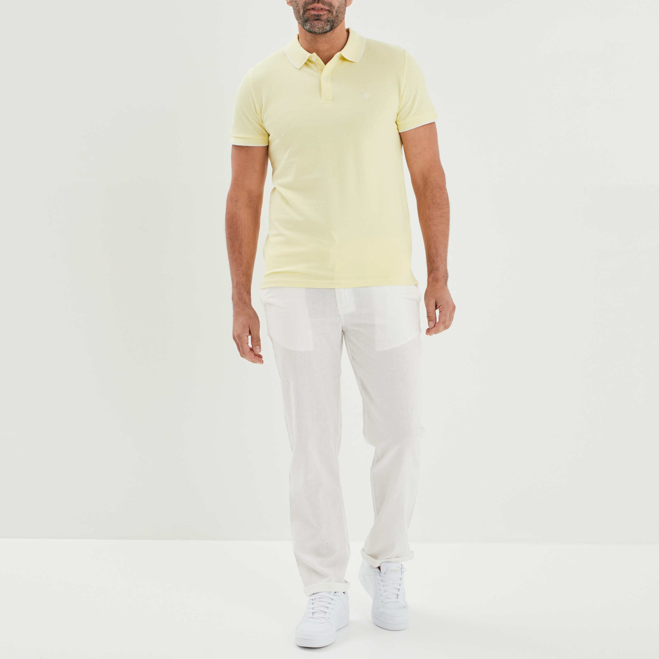 Pantalon chino droit lin majoritaire blanc homme | La Halle