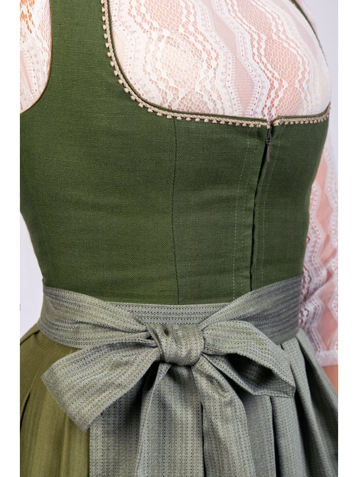 Edelnice Midi Dirndl Anni Leinen in grün günstig kaufen