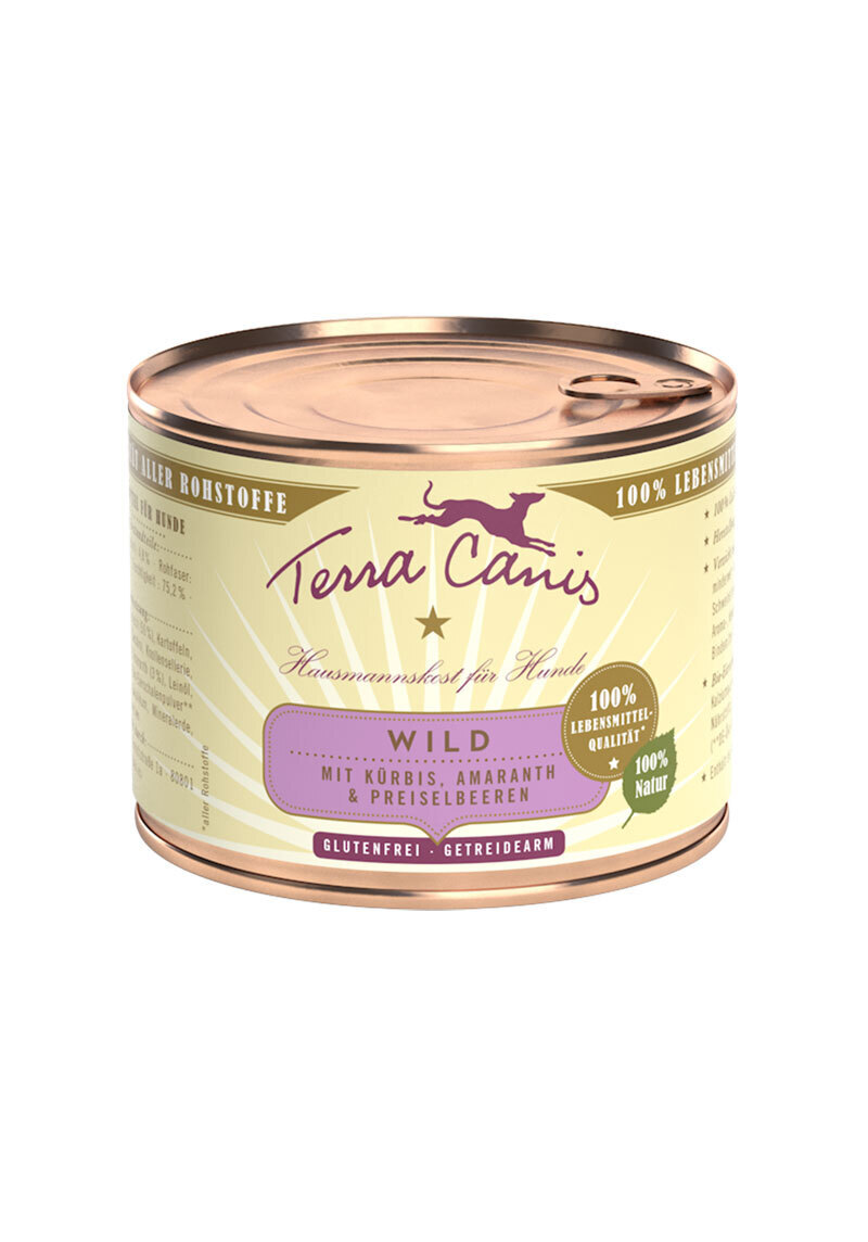 Terra Canis Hundenassfutter Terra Canis Classic Adult 12x200g Wild mit Kürbis, Preiselbeeren & Amaranth